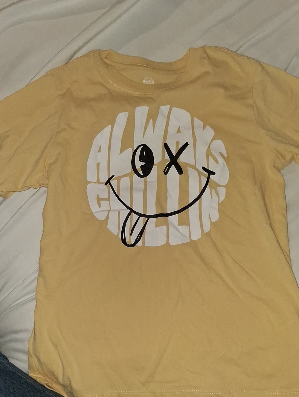 wonder nation Yellow Graphic Tee with White & Black Smiley